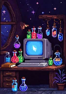 Pixel Art Wizard's Workspace