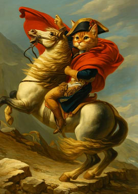 Cat Napoleon on Horse