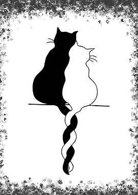 Two Cats with Intertwined Tails