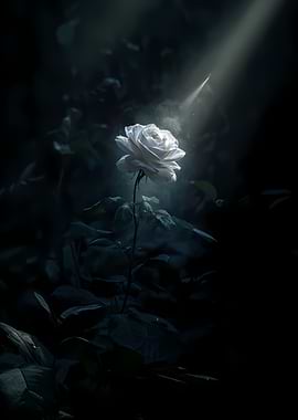 White Rose in Dramatic Light