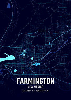Farmington New Mexico Midnight city Map