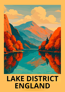 Vintage Travel Lake District England Landscape