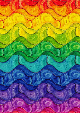 Vibrant Wavy Pride Rainbow Pattern