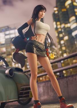 Tifa Lockhart Final Fantasy in a City Setting