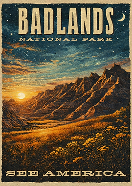 Badlands National Park Vintage Poster
