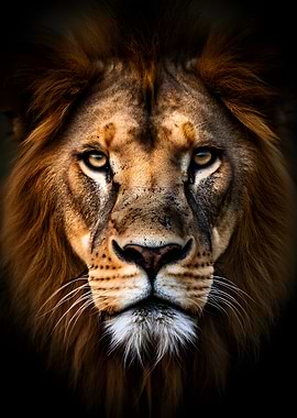 Close-up portrait of a majestic lion