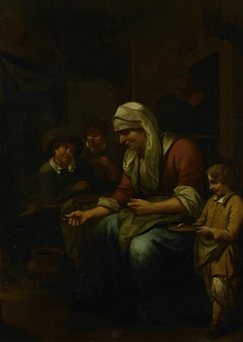 Mother and Children in a Domestic Scene