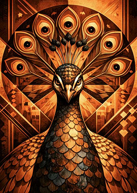 Art Deco Peacock Portrait