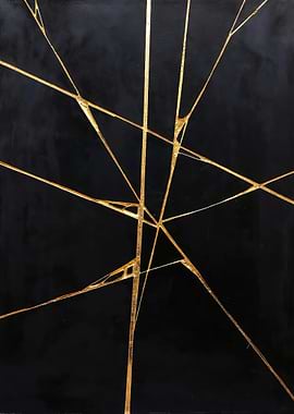 Kintsugi Gold Black Canvas