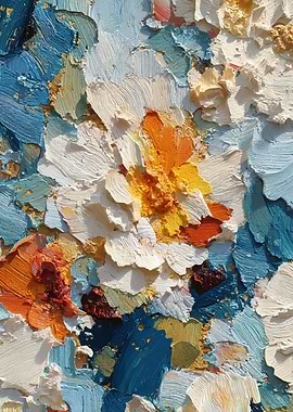 Textured Floral Oil Painting