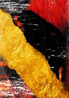 Abstract Textured Yellow and Red Painting baby keem