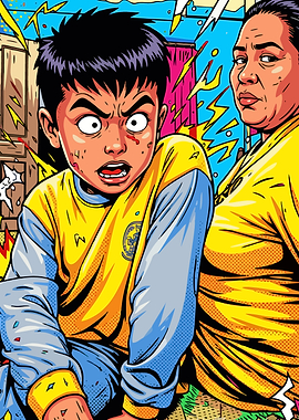 Boy and Woman in Yellow