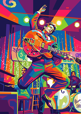Colorful Guitarist on Stage