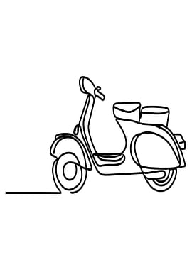 Minimalist Scooter Line Art