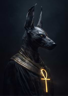 Anubis with Glowing Ankh