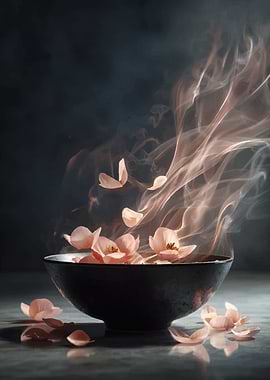 Steaming Bowl of Cherry Blossoms