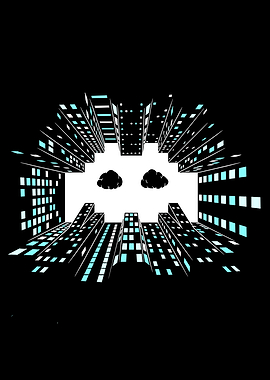 Futuristic Cityscape with Bitcoin Symbol