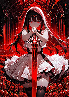 Anime Girl with Red Sword