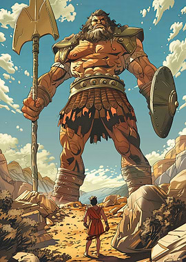 Giant Warrior Confronts Hero