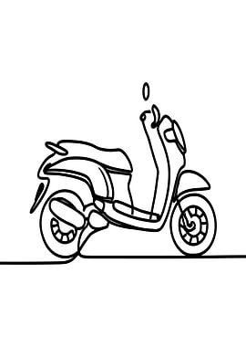 Minimalist Scooter Line Art