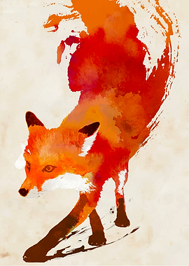 Watercolor Fox Painting