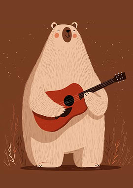Bear playing guitar