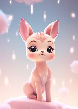 Cute Fawn Sitting on Clouds