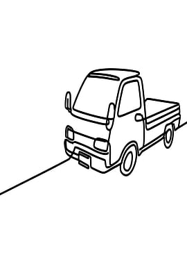 Minimalist Line Art Pickup Truck