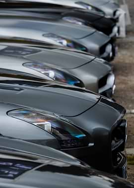 Lineup of Mercedes AMG SLS