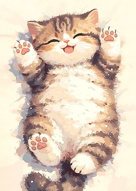 Cute Kitten Lying on Back