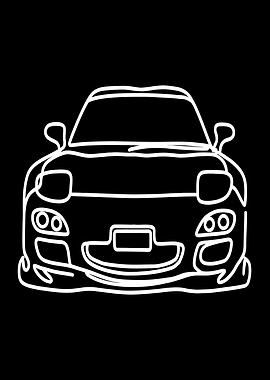 White outline of a sports car