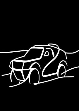 White Line Drawing of a Car