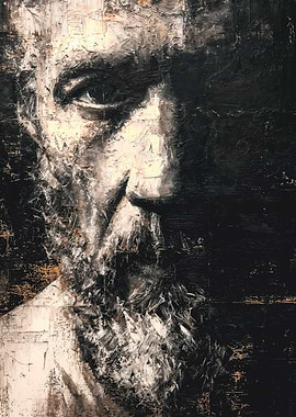 Grunge Bearded Male Portrait Painting