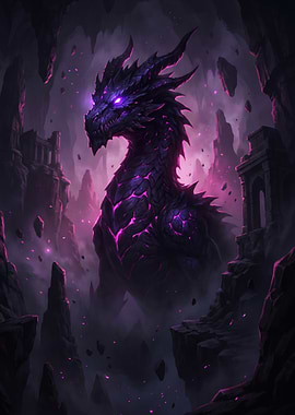 Dark Dragon in Ruined Cave