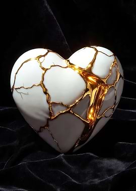 Kintsugi Heart Sculpture