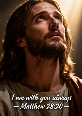 Jesus looking up with light