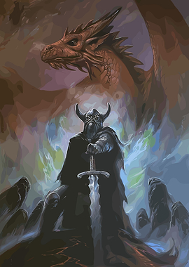 Viking Warrior and Dragon