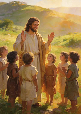 Jesus with Children in a Field