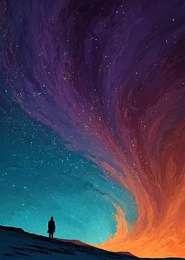 Man Gazing at Cosmic Phenomenon