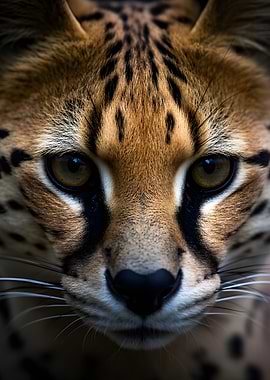 Close-up of a Serval Cat's Face
