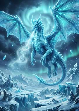 Ice Dragon in Arctic Landscape