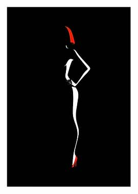 Elegant Woman in Red Hat and Heels