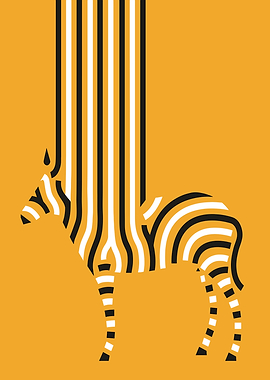 Stylized Zebra with Flowing Stripes
