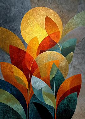 Abstract Floral Sunburst