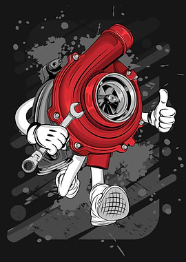 Cartoon Turbocharger Giving Thumbs Up