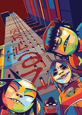 Gorillaz Band in Pop Art Style