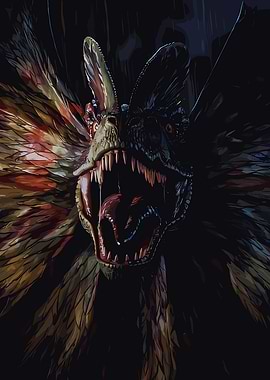Fierce Dilophosaurus Roaring