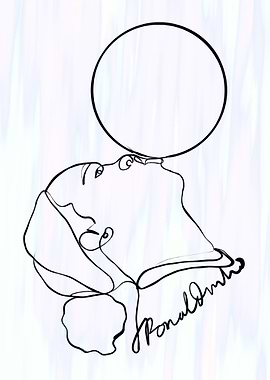 Line Art of a Face with a Circle