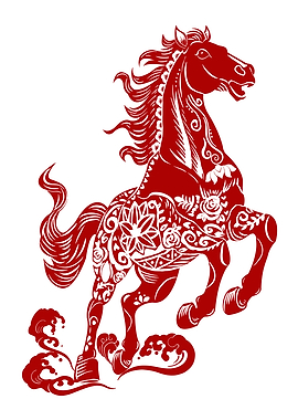 Red Horse Paper Cutting Art