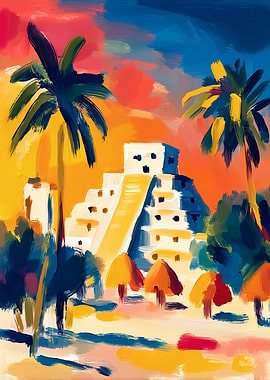 Fauvist Chichen Itza Pyramid